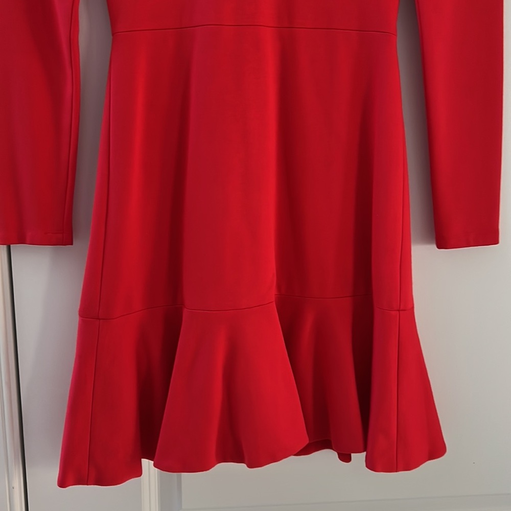 Alice + Olivia - v neck fit and flare red cocktail dress - size 0 - Picture 3 of 8
